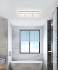 Crystal Flush Mount Ceiling Light Long Rectangular Kitchen Fixture in Brushed Nickel Dimmable 18 Inch LED Ceiling Light in modern bathroom