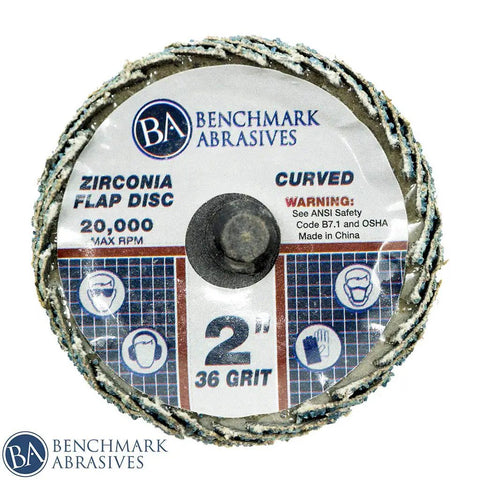 2 Inch Quick Change Zirconia Curved Flap Disc Wheel With Male R Type Back For Die Grinder 10 Pack 36 Grit Finishing And Deburring Irregular Surfaces Weld Lines Cleanup Narrow Area Sanding Do It All Grinding Set