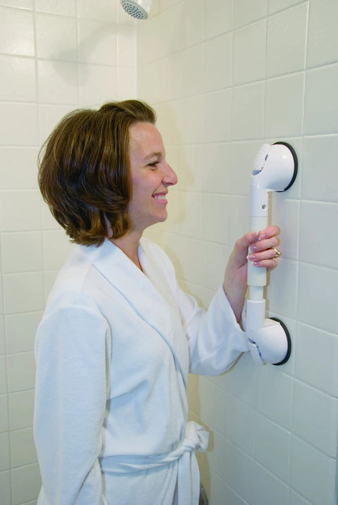 Portable Suction Telescoping Tile Grab Bar For 4 Inch Ceramic Tiles Heavy Duty No Slip Safety Handle Adjustable Length Easy Install Stable Grip For Bathrooms And Showers