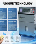 Heavy Duty Laser Fume Extractor With Multi Stage Filtration And Powerful Airflow Designed To Crush Welding Smoke In Shop Bays While Staying Dead Quiet Under Seventy Five Decibels For Smooth Sailing Through Long Shifts, showcasing a sleek silver design with control panel and remote.
