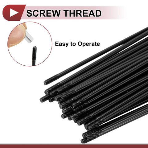 20 Pack 12G Bicycle Spokes 216mm Length Carbon Steel Black For Wheel Building And Repair with screw thread detail