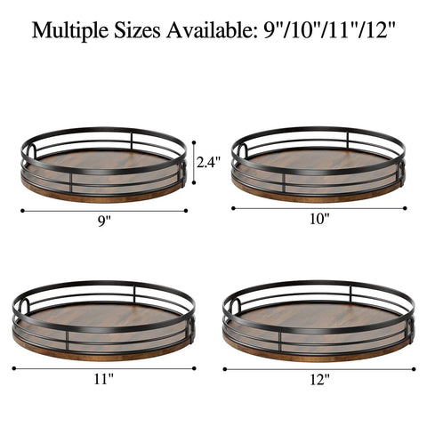 Multiple sizes of 9 Inch Lazy Susan Turntable Organizer For Cabinet And Countertop Round Wood Spinning Shelf