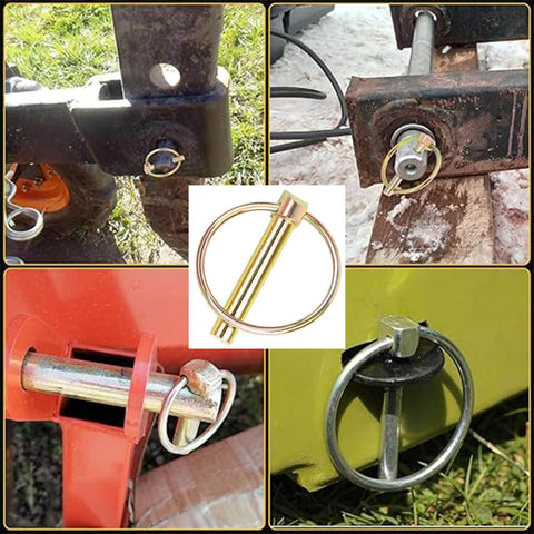 Heavy Duty Three Eighths By One And Three Quarters Inch Locking Trailer Gate Pin Set installed on various equipment, 4-pack view