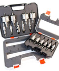 Heavy Duty Carbide Hole Saw Kit With 12 Pcs Tipped Drill Bits For Stainless Steel And Metal Works Perfectly For Tough Jobs At Home Or Job Site, case open