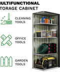 Rugged 28 Cu Ft Outdoor Storage Cabinet With Adjustable Shelves And Locking Door, Weatherproof Metal Shed for tools