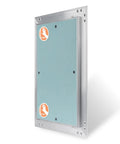 8x16 Push To Open Drywall Access Panel Featuring Rugged Aluminum Frame And Waterproof Gypsum Core tileable paintable door with push markings