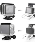Waterproof Dive Housing For GoPro Hero 3 3 Plus And 4 Cameras with BacPac screen and battery, 40M underwater case displayed open