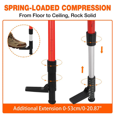 Spring-loaded compression feature of 12 Foot Telescoping Laser Level Pole With Tripod For Quick Setup And Precise Height Adjustment Pro