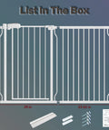 Diagram of Extra Wide Pet Gate For Stairs And Doorways With Walk Through Design, 37.4 Inches Tall, Pressure Mounted Safety Gate, shown with dimensions.