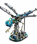 Dragonfly Mechanical Building Blocks Kit With 866 Pieces, Insect Mech Model With Dope Movable Wings on display stand