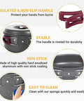 Durable Camping Cookware Set With Nonstick Hard Anodized Aluminum Pots And Pans Mess Kit features nonstick surface and non-slip handles