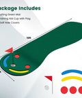 Par 3 Putting Green Mat 10 Foot By 3 Foot With 3 Cups Flag And Hole Covers For Indoor Outdoor Practice diagram and components shown
