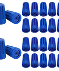Blue waterproof outdoor electrical wire connectors, 40-piece set for landscape wiring and wet-location installations.