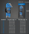 Nine Piece Pro Grade Torx Star Wrench Key Set T10 To T50 With Visible Coding And Non Slip Coating Chrome Plated dimensions