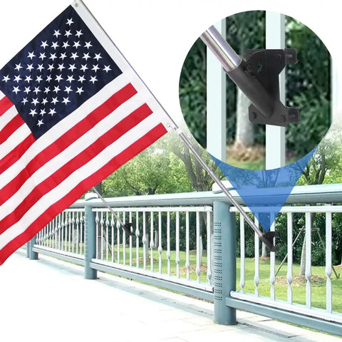 Heavy Duty 1 Inch Flag Pole Holder Bracket For Outdoor Use With Anti Rust Coating Carbon Steel 45 Degree Mount For Railing