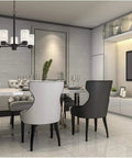 Dining area with Five Light Oil Rubbed Bronze Dining Room Chandelier Hanging Fixture for Dining Rooms, modern decor.