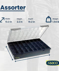 Assorter Tool Box Organizer with 32 fixed slots and semi-transparent lid, durable polypropylene storage box for screws and hardware