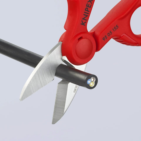 Electrician Shears With Precise Ground Stainless Steel Blades, Fine Serration For Clean Non Slip Cuts, Integrated Cable Cutter For Soft Wires
