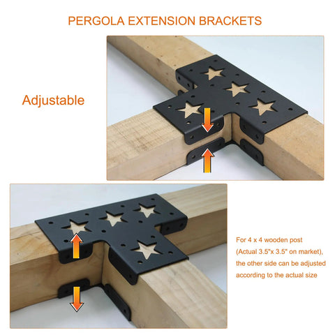 Heavy Duty Pergola Corner Brackets For 4x4 Posts 3 Way T Brackets Outdoor Gazebo Kit Premium Steel With Black Powder Coat Corrosion Resistant Boosts Stability And Easy Mount For Deck Frame