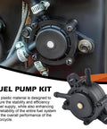 Direct Fit Straight Swap Boss Grade Fuel Pump Kit With Built In Filter And Oil Gauge Line For Briggs Stratton Kohler 17Hp To 25Hp Lawn Mowers And Golf Carts close-up of plastic fuel pump installed with hose clamps