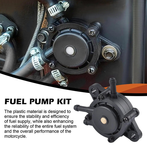 Direct Fit Straight Swap Boss Grade Fuel Pump Kit With Built In Filter And Oil Gauge Line For Briggs Stratton Kohler 17Hp To 25Hp Lawn Mowers And Golf Carts close-up of plastic fuel pump installed with hose clamps