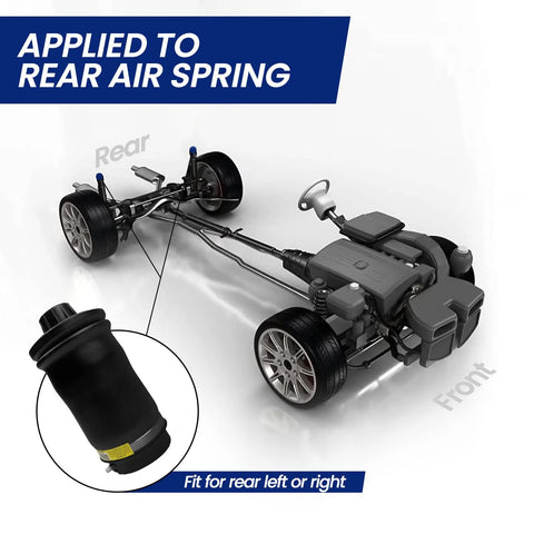 Two rear air spring suspension units for Mercedes-Benz SUVs; close-up view of the air spring cylinder.