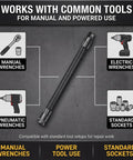 Half Inch Flexible Shaft Extension With 360 Degree Angled Rod, Torque Socket Connector for common tool setups