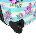 Detail of Designer Underseat Luggage For Women, 15 Inch Hardside Carry On With Two Rolling Wheels, Stripe Floral Hummingbird Pattern