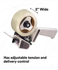 3M Scotch H180 tape dispenser for 2-inch tape; gray plastic/metal body with adjustable tension