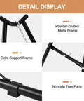 Detail display of heavy duty hammock stand for indoors and outdoors, 660 lb capacity, all steel frame with powder coating and non-slip feet pads.