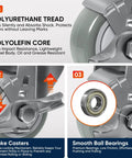 Heavy Duty 3 Inch Caster Wheels With Top Lock Brake Industrial Plate Mount 50 Pack showcasing polyurethane tread and brake mechanism.