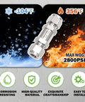 Angled front view of a 304 stainless steel compression check valve, 3/8 in OD, backflow preventer, 1-pack