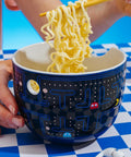 Dope Retro Maze Ramen Dinnerware Set With Ceramic Bowl And Bamboo Chopsticks, 20-Ounce Noodle Bowl For Retro Gamer Kitchens