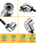 105 Degree Right Angle Drill Adapter for Tight Spaces Flexible Extension Bit Kit showing multi-angled views and features