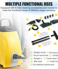 Get Rid Of Stubborn Grime With This Badass Commercial Steam Cleaner showing cleaning accessories and nozzles for various tasks.