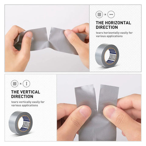 Heavy Duty Waterproof Duct Tape 1.88 Inch By 35 Yards Silver Roll With Strong Adhesive For Home Repairs, tear demonstration