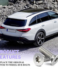 4 Pack Stainless Steel Brake Rotor Screws For Front And Rear Discs shown with vehicle and rocky background.