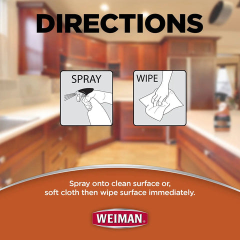 Directions for Heavy Wood Cabinet Cleaner Spray Brings Back Straight Up Shine With Zero Oily Mess For Kitchen Cupboards Furniture.