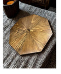 16 Inch Solid Wood Lazy Susan Dark Brown Non Skid Tray Revolving Condiment and Spice Rack on dining table