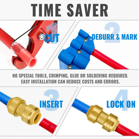 Half Inch Push To Connect Plumbing Coupling For Pex Pipe Copper And CPVC No Lead Brass Fitting Pack Of 25 With Disconnect Clip Easy Install For Hydronic And Drinking Water Systems