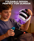 Boy holding Lightweight Gaming Headset With Crisp Sound And Clear Unidirectional Mic For PS5 PS4 Xbox Series X S Xbox One