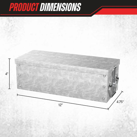 Heavy Duty Lock Box With Folding Handle, 12x4x4.75 in, Secure Metal Storage Chest For Cash, Jewelry and More