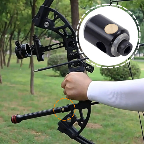Stainless Steel Compound Bow Stabilizer Adapter Quick Disconnect Mount for outdoor archery on compound bow close-up shot