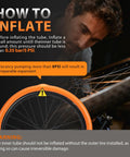 Two Pack Ultralight TPU Bike Inner Tubes 700C 18 32C Fits Road And Gravel Bikes With 65Mm Presta Valves Include Patch Kit Orange Featherweight At About Thirty Five Grams For Ride Ready For Tough Gravel And Road Rides displayed with inflation instructions.