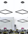 Sleek Black Square Chandelier With Up Light And Down Light For Kitchen Island And Dining Room, Modern Ceiling Pendant Light Fixture