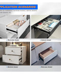 Side Mount Ball Bearing Drawer Slides Set Four 20 Inch Three Section Soft Close Damping Built To Last Heavy Duty Cold Rolled Steel application scenarios in wardrobe, cabinet, bedside, and staircase drawers.