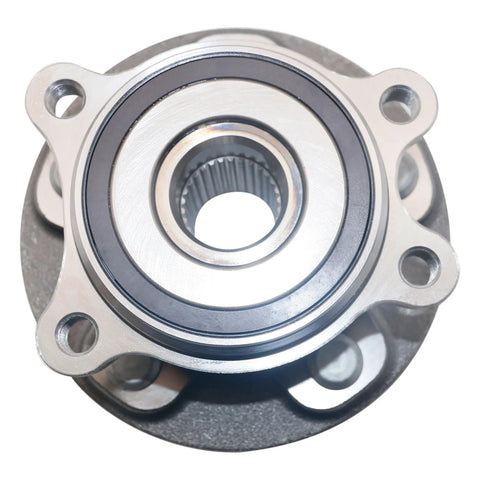 Front view of a Front Wheel Bearing And Hub Assembly For Toyota Sienna, Highlander, And RAV4 Plug And Play OE Quality Replacement