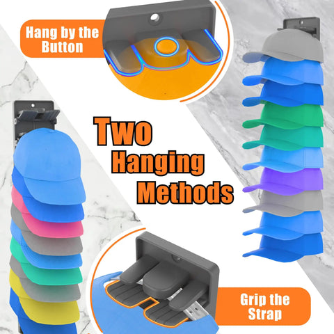 Next Level Wall Mounted Hat Racks For Baseball Caps And Snapbacks Featuring Clutch Spring Clip Grip To Stack Your Stash Securely On Cabinet Doors Or Closets Today In Matte Black