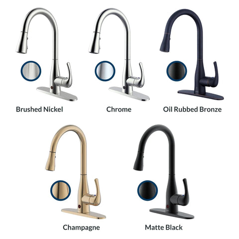 Touchless Kitchen Faucet With Pull-Down Sprayer In Matte Black, Hands-Free Motion Sensor alongside other color options.