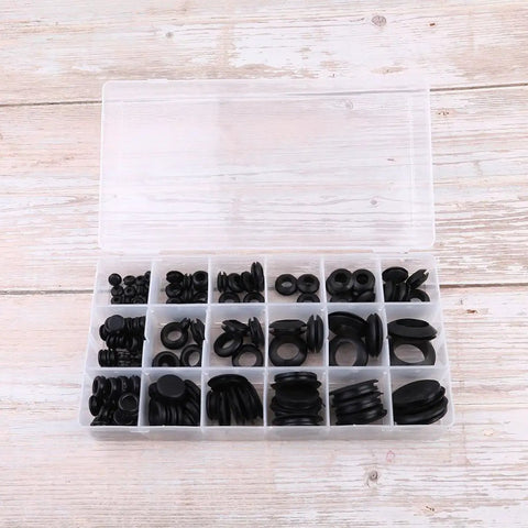 125 Piece Rubber Grommet Seal Ring Set In Plastic Box Black For Faucets Hoses Drains And Panels DIY Friendly Gasket Kit Heat Resistant Ultra Elastic Seals Storage Case Included open box